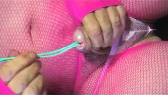 pink sex toy crossdresser nylon stockings toy amateur close up