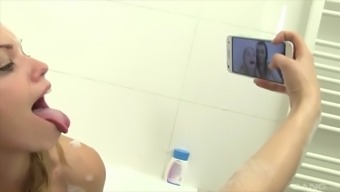 lick fucking finger hardcore lesbian panties shower bath cute