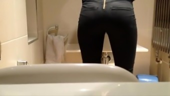 crazy friendly hidden big ass teen (18+) pissing pussy bathroom ass