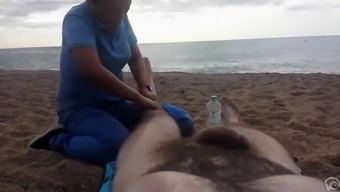 penis legs lady massage hairy mature beach