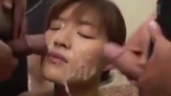 face fucked face group japanese orgy bukkake asian facial