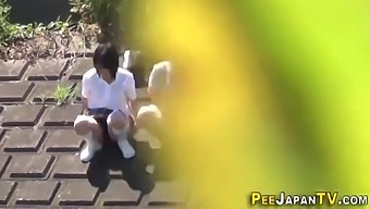 student pee japanese voyeur outdoor pissing uniform brunette asian coed college