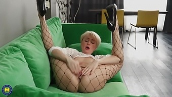 lingerie model milf funny masturbation finger heels pantyhose pussy solo blonde