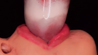 oral mouth milk high definition cum condom teen (18+) blowjob amateur close up cumshot